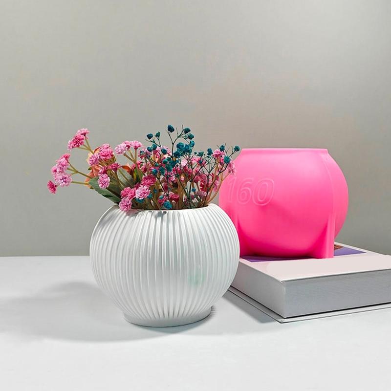 Silicone Stripe Vase Mould for Creative Crafters and Jewelry Enthusiasts Flower Pot Home Decoration Accessory Mould