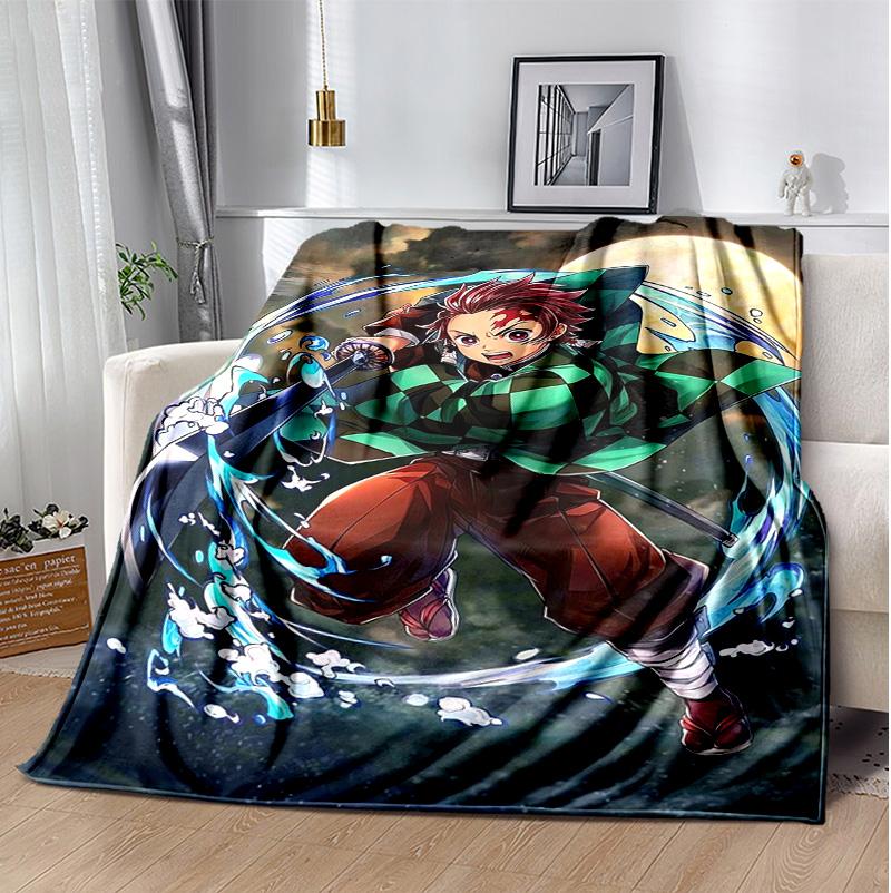 Tanjirou Nezuko Flannel Blanket Soft Warm All-Season Throw, Design for Camping, Car Travel, Hiking Sofa, Bed, Office Perfect Gift for Parties