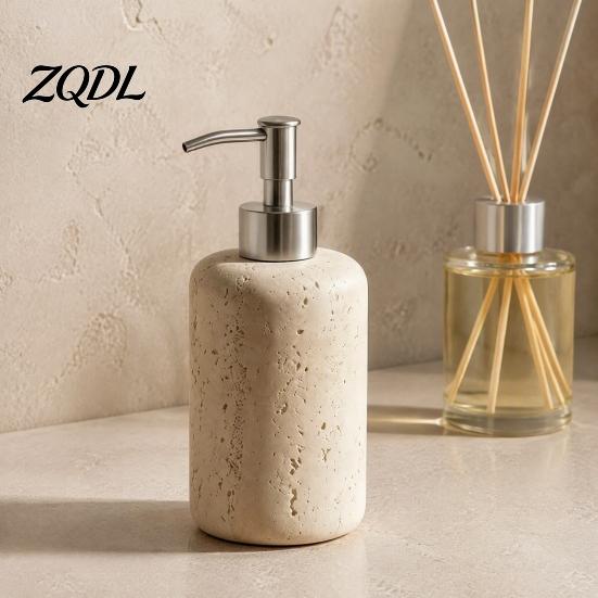 Decorative Soap Dispenser Resin Refillable Dispenser, Liquid Hand Shampoo Container, Easy to Refill Empty Pump Lotion Bottle for Bathroom Kitchen