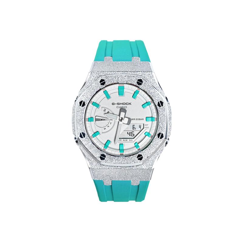Casio Кастомизированные часы, модифицированная серия, водонепроницаемые 200 м, люминесцентные, кварцевые, унисекс, белый циферблат GA-2100-7A7