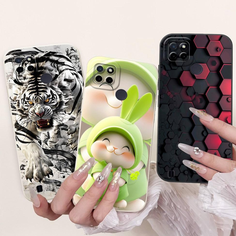 For Realme C21Y RMX3261 RMX3263 C25Y RMX3269 Cover For Realme C21Y Case Cute Cat Funny Cool Fashion Silicone Shockproof Bumper