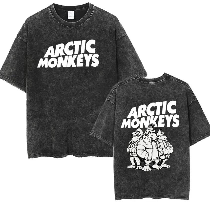 Couple Vintage Washed Oversized Short Sleeve T Shirt Y2k Hip Hop Streetwear Retro Rock Arctic Monkeys Music Album Graphic Tees