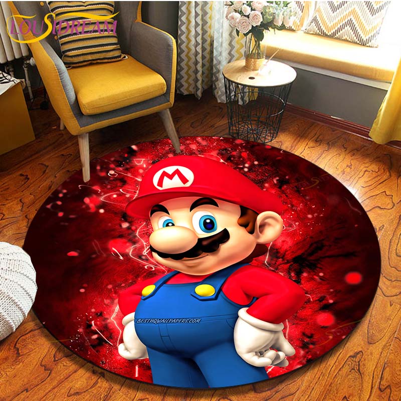Круглые коврики с героями мультфильмов «Братья Марио», коврик для гостиной, декор комнаты, домашние коврики, игровой коврик, детский милый ковер, ковры в стиле аниме