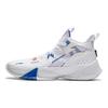 Li-Ning Удобные модные нескользящие износостойкие баскетбольные кроссовки средней высоты мужские кроссовки белые синие ABPU055-1