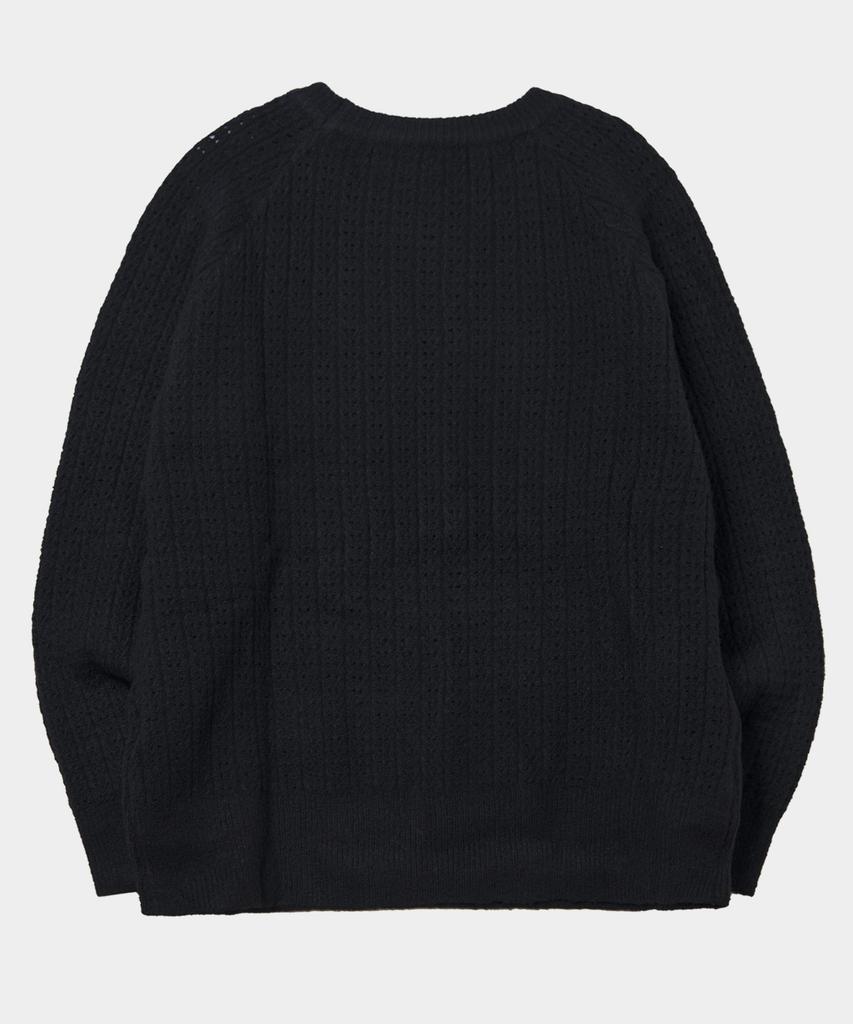 BLACK MOMENT Minimal Round Blend Pullover Knit T-Shirt [Black]
