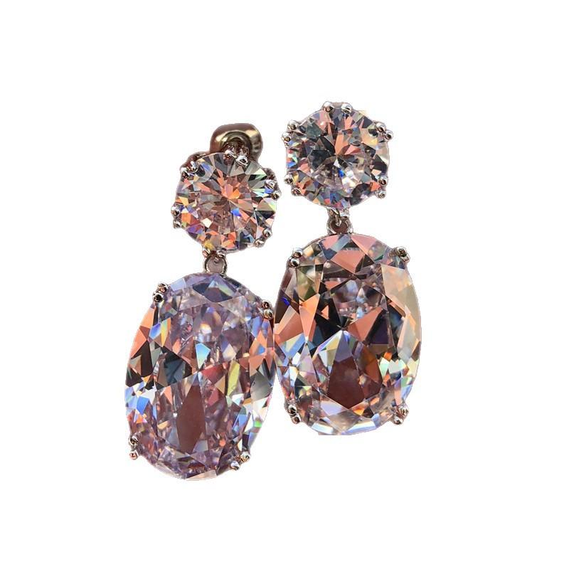Green sky wish temperament personality women's large zircon earrings women's versatile ear jewelry women's models