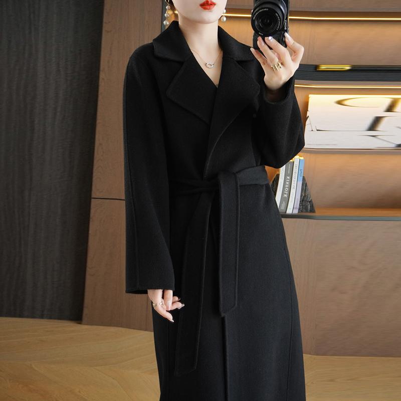 Женское пальто из 100% шерсти TIDENOVEL Осеннее шерстяное длинное пальто Ручной работы Пальто-бушлат Зимняя теплая шерстяная длинная куртка Пальто