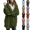 Женская модная свободная куртка с капюшоном, плюшевый кардиган с длинными рукавами, однотонное пальто