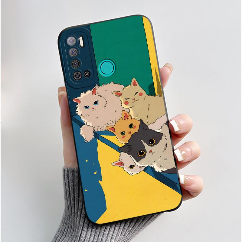 Для Tecno Pouvoir 4 Pro LC8 Чехол Эстетичный Милый Кот Ударопрочный Силиконовый Мягкий ТПУ Чехол Для Tecno Pouvoir 4 Чехол LC7 Оболочка Funda