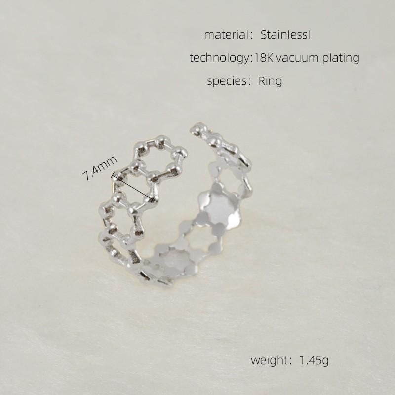 Новое модное кольцо из титановой стали с полым дизайном, нишевое простое женское трендовое открывающееся регулируемое кольцо