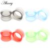 Alisouy 2PCS Transparent Colorful Acrylic Hollow Ear Tunnels Plugs Expander Stretcher Gauges Double Flared Piercing Body Jewelry