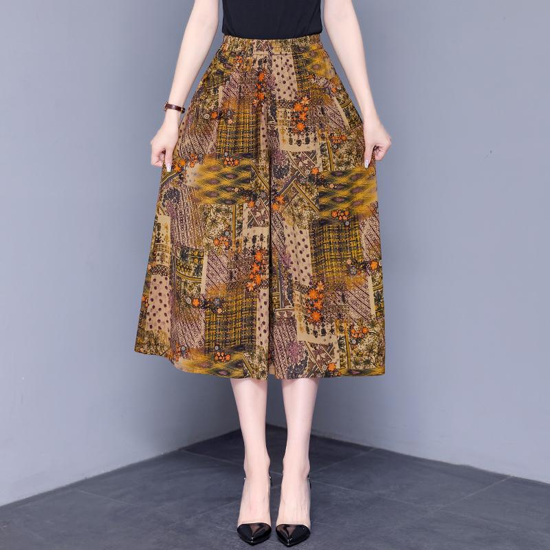 Широкие брюки с высокой талией, женские летние брюки больших размеров, повседневные свободные винтажные брюки с эластичной резинкой на талии, большие размеры