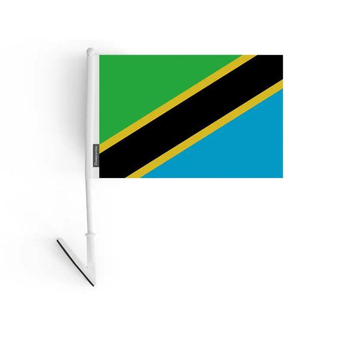 Drapeau adhésif - Multicolore - Tanzanie - 14 x 21 cm - 10 pièces - Polyester résistant