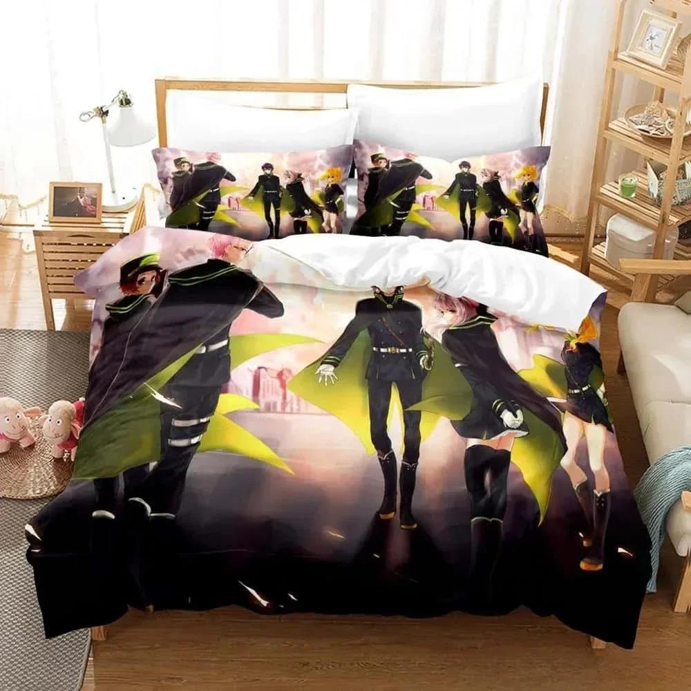 3D Anime Seraph of the end Bedding Set Duvet Cover Sheet Printed Bed Set Pillowcase Bed Full Queen King Size Comforter Bedroom