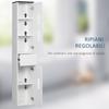 Bathroom Cabinet with Adjustable Shelf, 2 Closed Shelves and a Drawer in Wood, 30x28x180 cm, White