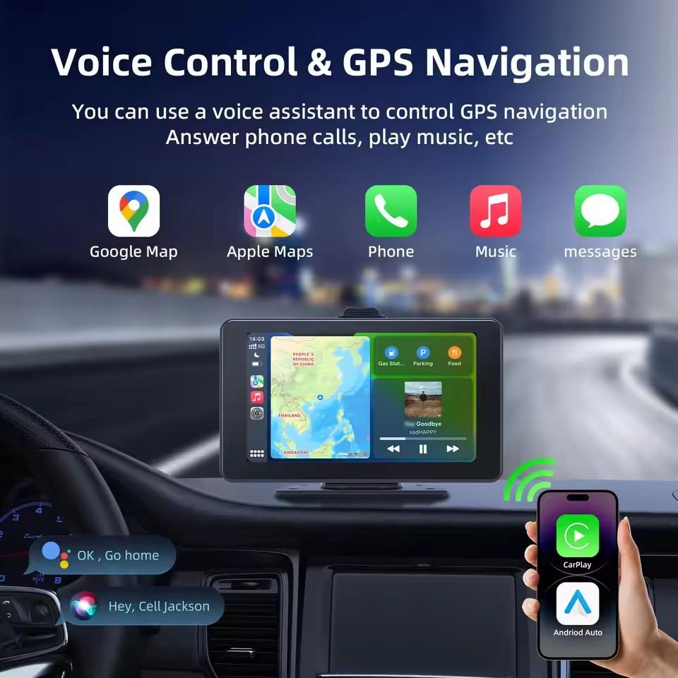 AD 7inch Carplay MP5 Player Portable BT Touch Srceen Wireless Carplay Android Auto Car Radio for iPhone Android Video Stereo