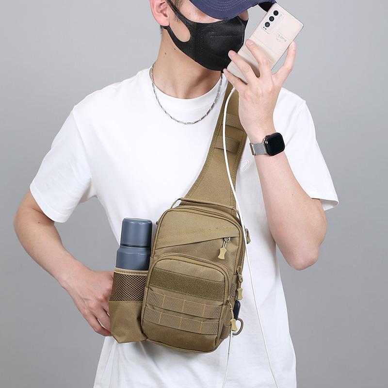 Men Chest Bag Tactical Sling Pack Multi-pocket Crossbody Bags with Bottle Pocket Outdoor Sport Shoulder Sack Hiking Camping Bags