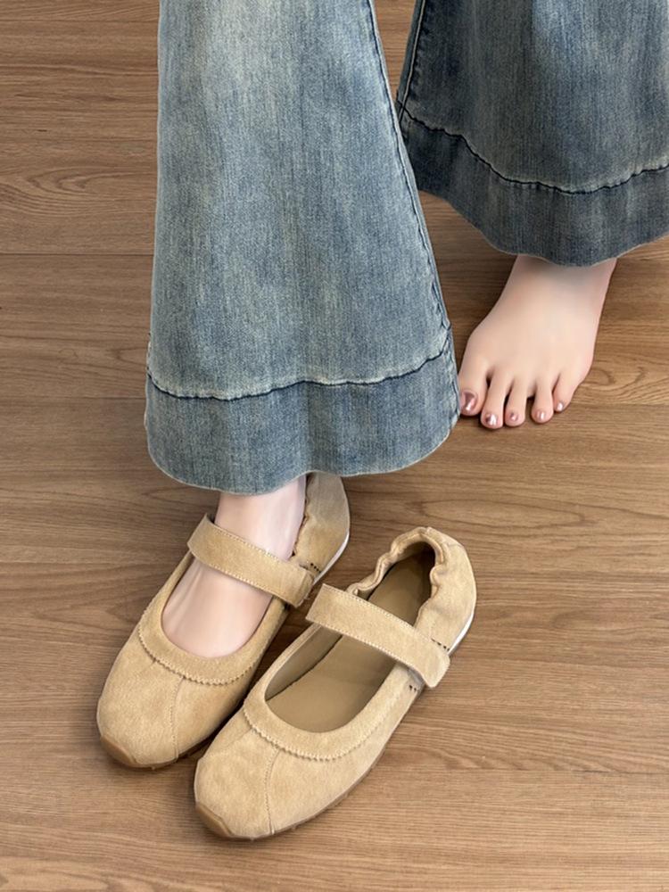 Ретро балетки Мэри Джейн на плоской подошве на липучке, женские туфли с круглым носком и мелким вырезом