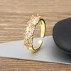 Nidin Shine Zircon Geometric Open Ring For Women Gold Plated Adjustable 5 Colors Female Wedding Aesthetic Jewelry Gift Wholesale