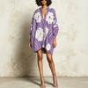 2026 Womens Loose V-Neck Batwing Sleeve Printed Midi Dress Casual Elegant Style