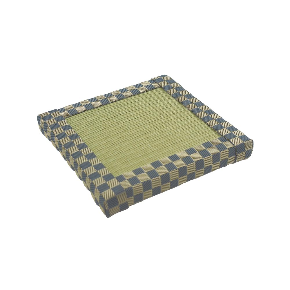 Maruyoshi Toki Ichimatsu (Navy) Square Coaster MediumKumamoto Produced Igusa Mame Tatami Decorative MatsT0006