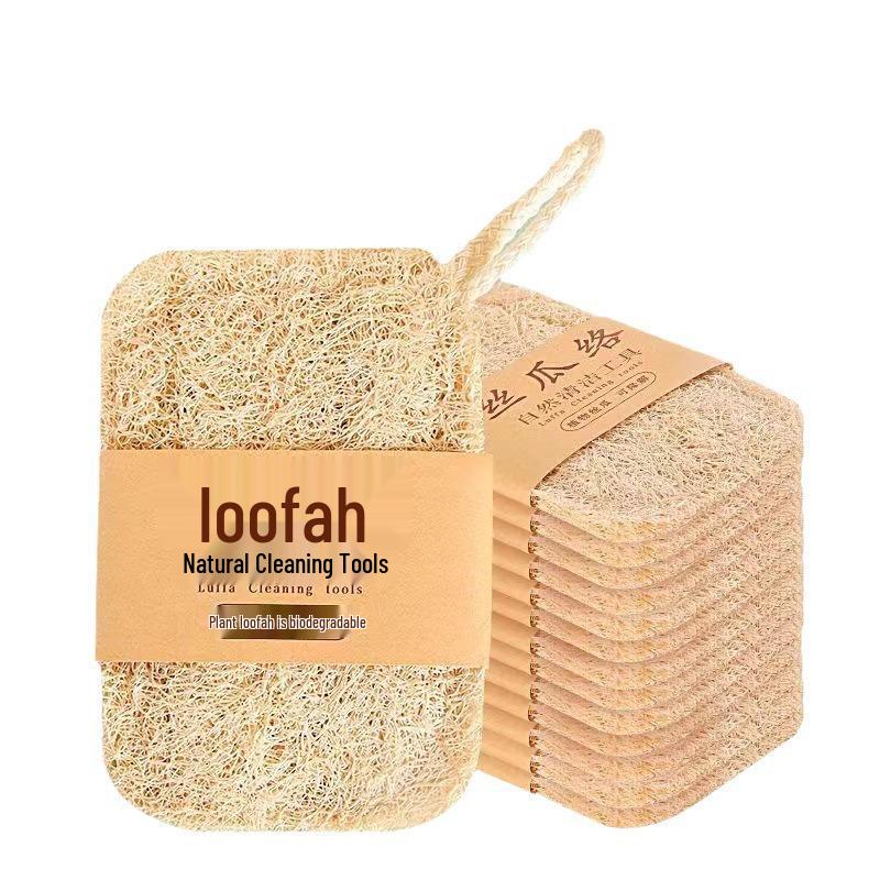 Non-stick Kitchen Loofah Dishwashing Brush and Natural Plant Cleaning Sponge.
