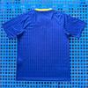 Mens Retro Soccer Jersey Short Sleeve Bamboo Fiber Football Shirt Blue Color Casual Sportswear