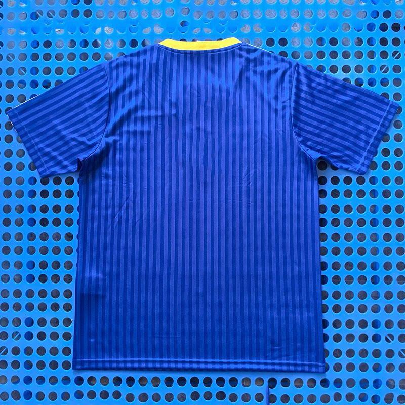 Mens Retro Soccer Jersey Short Sleeve Bamboo Fiber Football Shirt Blue Color Casual Sportswear