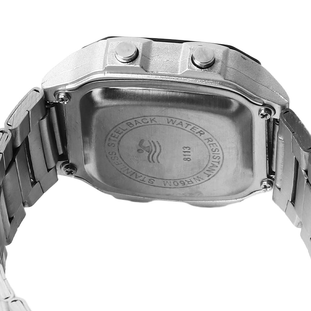 Digital Sports Luminous Sports Watch Silver Fashionable Vintage Watch,