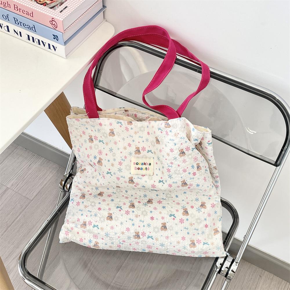 Милая холщовая сумка с принтом котенка, большая вместимость, двухслойная рабочая сумка, студенческая летняя сумка