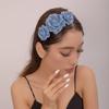Lystrfac Solid Color Denim Rose Blossoms Headband for Women Girls Fashion Bezel Female Haiband Hair Accessories