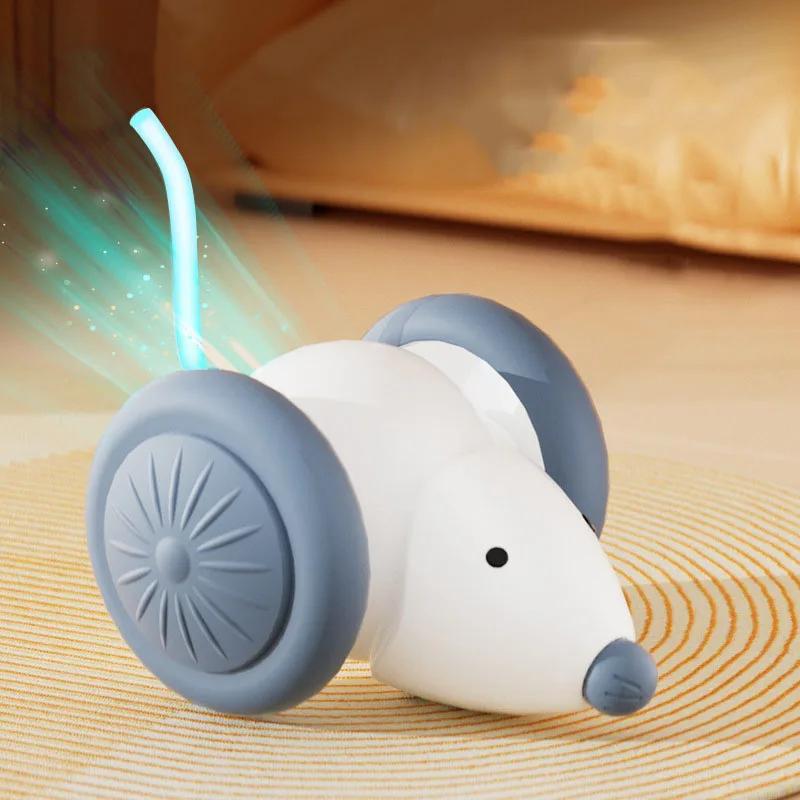 Cat Mouse Car Toy with Laser Teaser Stick Interactive Chase Play Toy for Kittens Indoor Exercise Daily Pet Supplies