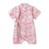 Baby Short Open Baby Floral Clothes, Rompers, Sleeves, Yukata, Jinbei, Girls, Summer, Front, Children's Clothes, Cotton, Coveralls, Pattern, Pink,
