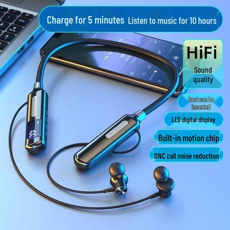 2025 Bluetooth Neckband Headphones: Long Battery Life, Sports-Ready, Music Listening, Apple & Android Compatible with Call Function