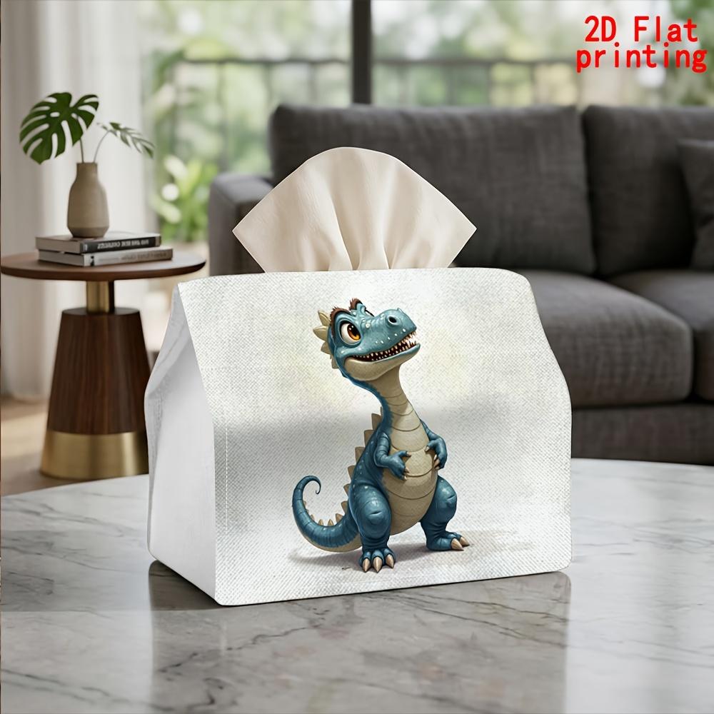 2D Flat 1pc, Tissue Box. Cartoon Dinosaur Pattern Napkin Dispenser, Reusable, Daily Desktop Tissue Organizer, Suitable for Kitchen Living Room Bedroom