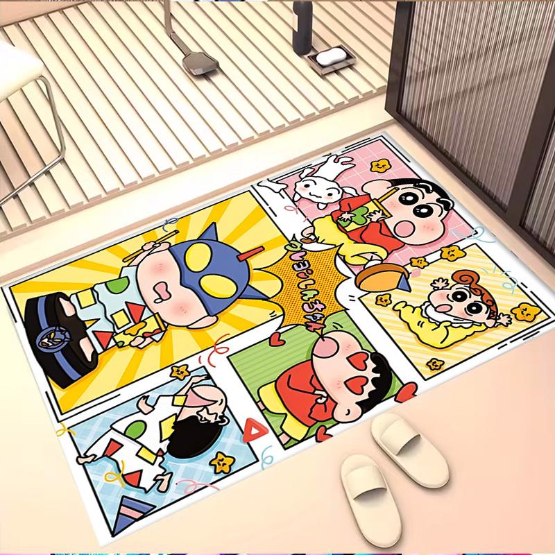 Crayon Shin Print Rug, Washable Floor Carpet, For Entryway Dorm Laundry Room Office Study, Home Decor Birthday Christmas Gift