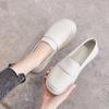 Single Shoes Leather White Shoes Flat Bottom Loafers