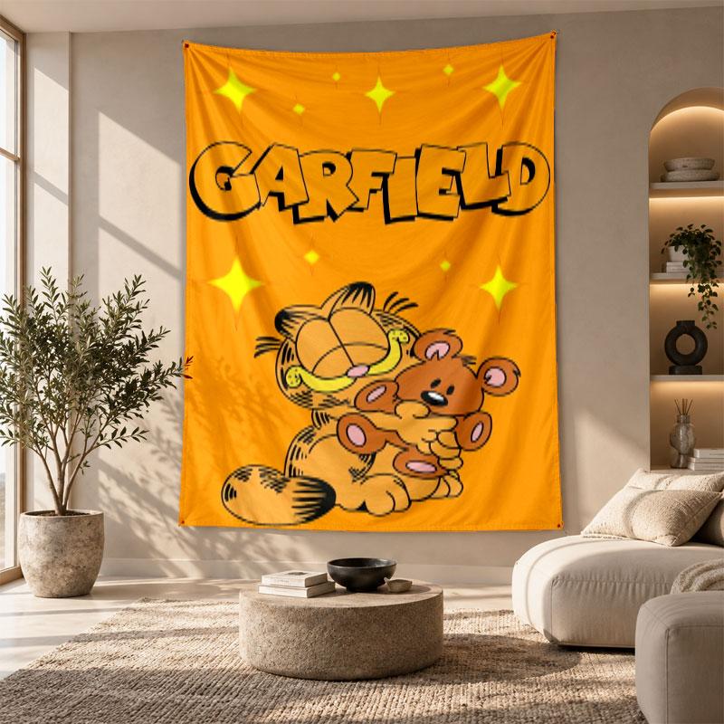 Decorative Tapestry,Garfield cartoon Printed Wall Art, Lightweight Wall Hanging For Bedroom Background