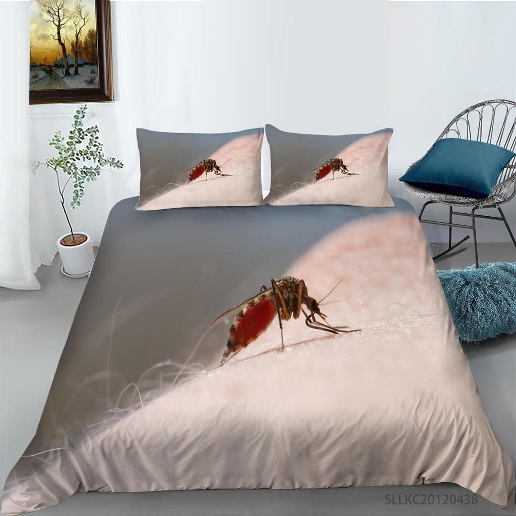 Women Home Bed Set Creative Mosquito Painting Duvet Cover Set Highend Bedding Cover Suit Pillowcase Stylish Bedding Cover