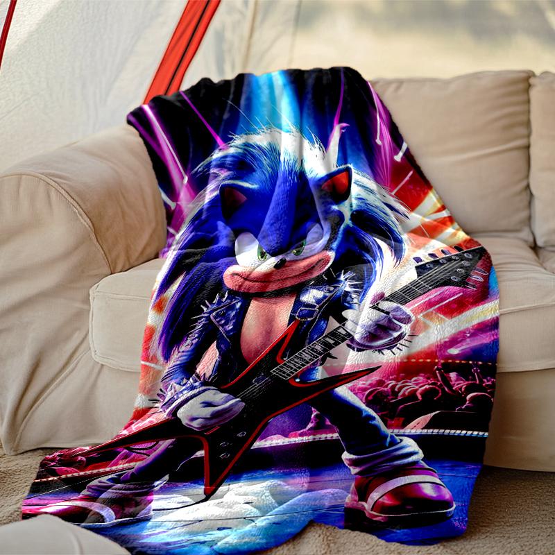 1pc Snug SONIC Blanket, Lightweight & Durable Print Blanket, Perfect for Home, Couch, Bed, Picnic, Travel, Office