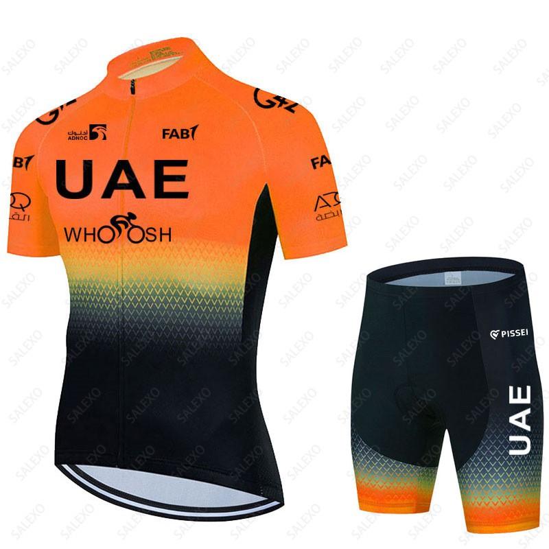 Mens Womens Cycling Jersey Set Gradient Color Short Sleeve Bike Riding Outfit Quick Dry Sportswear