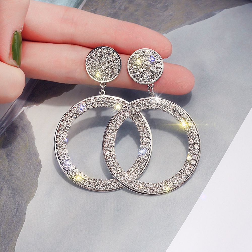 Jewelry Crystal Round Dangle Earrings Drop Earrings Circle Earrings Earrings