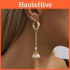 Asymmetrical Pearl Modern Earrings For Women Gold Plated Geometric Design