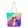 Colorful unicorn print thick rope single-shoulder beach bag 7311 KTB
