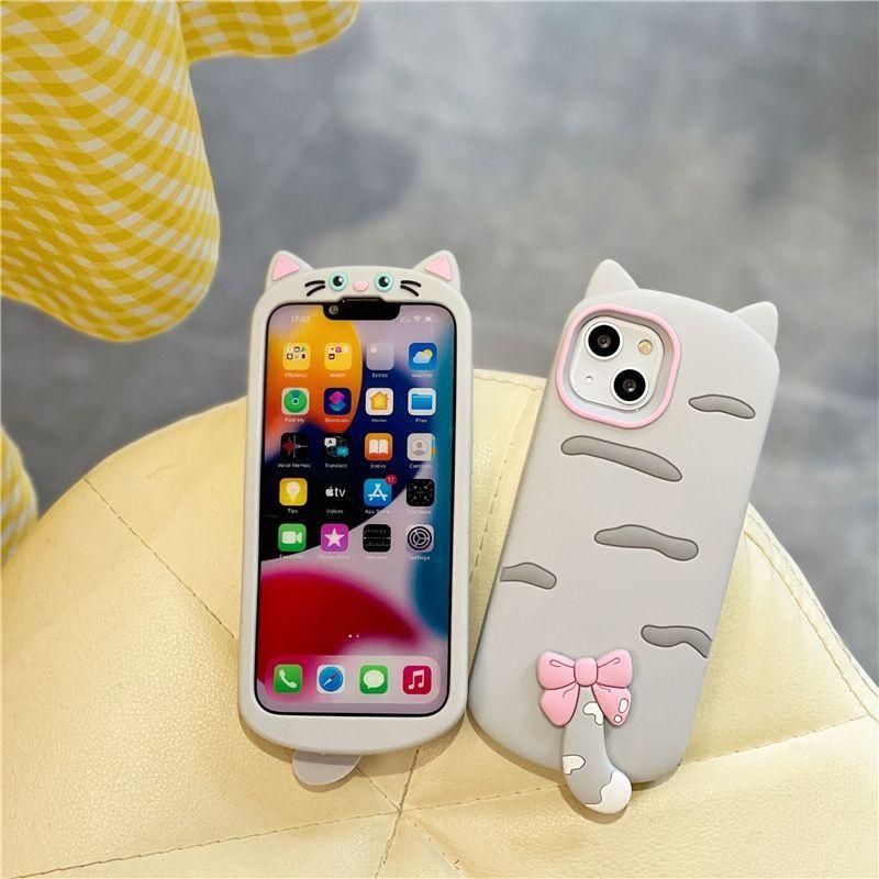 Grey tail cat Samsung Galaxy S25 Ultra phone case s23ultra anti-drop s24ULTRA soft