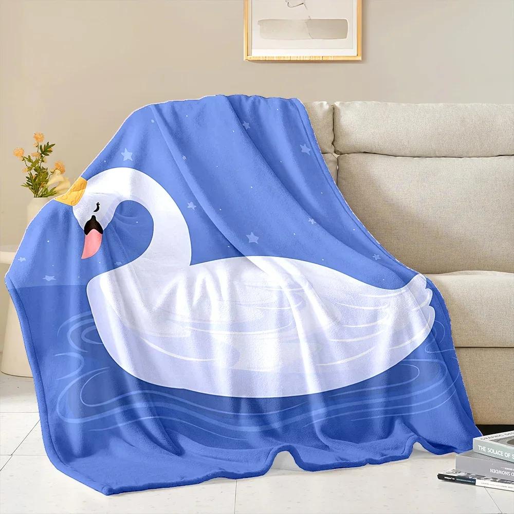 Warm and Comfortable Swan Soft Blanket Sofa Bed Cover Four Season Soft Fluffy Quilt Blanket Flannel Throw for Outdoor LeisureNap