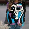 Abstract Face Pattern Sweatshirts Funny 3D Print Hoodies Women Long Sleeve Y2k Hoodie Oversized Pullovers Tops Female Clothing