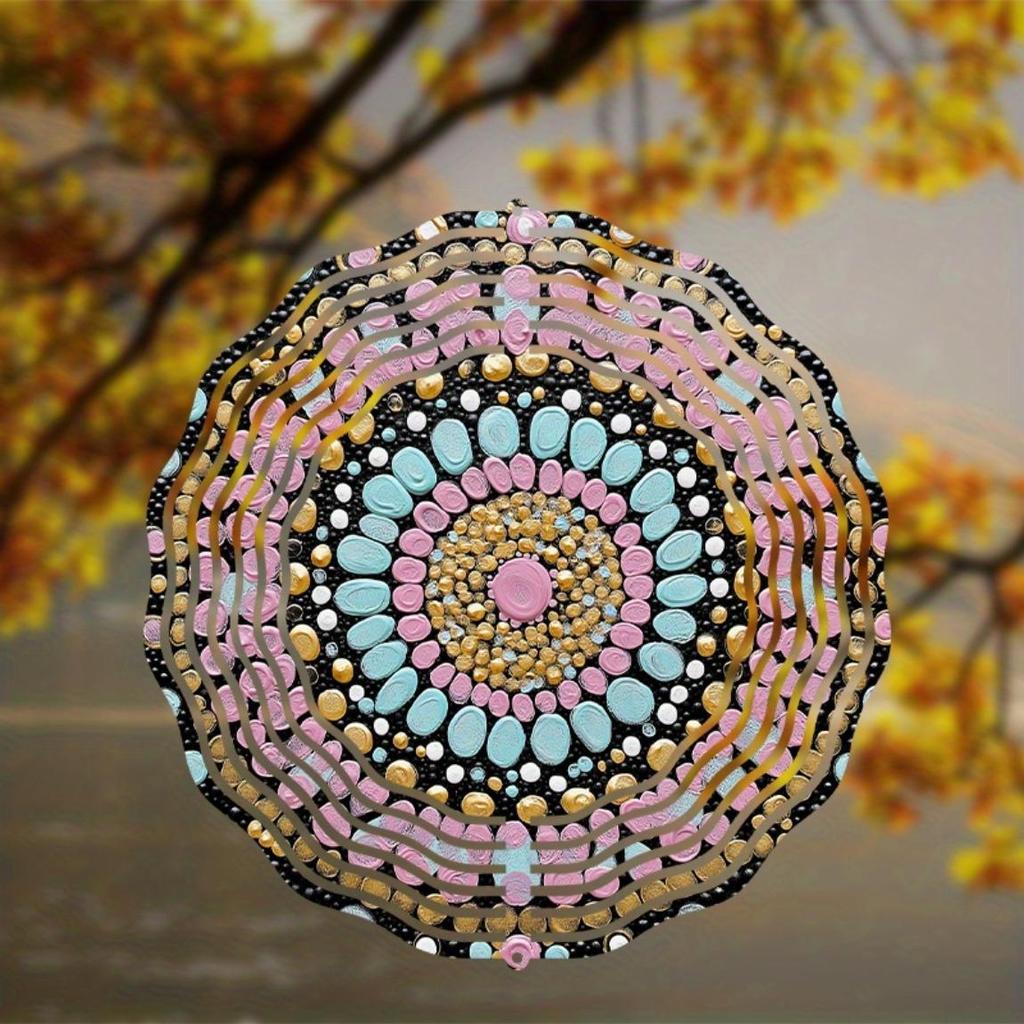 Bohemian Metal Wind Spinner 3D Hanging Decor for Garden Patio Yard No Electricity Needed All Season Outdoor Wind Chime Art