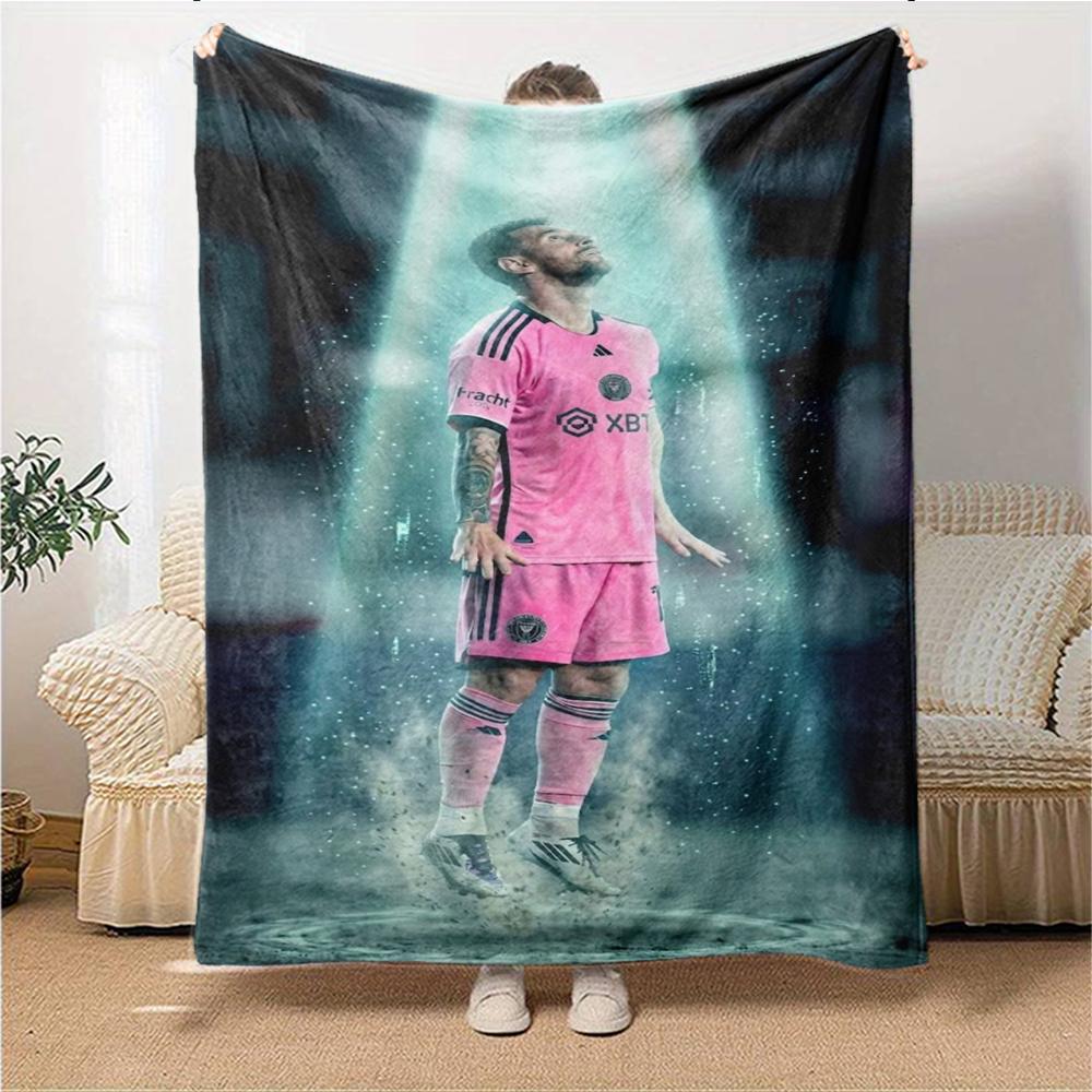 Soccer Player Pink Kit printed flannel breathable and warm blanket, a stylish home gift, suitable for home, office and bedspread use. 15a171