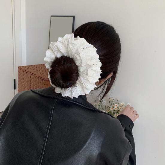 Женская повязка для волос с четырехслойной кружевной отделкой, большая однотонная повязка для волос во французском стиле, аксессуары для волос